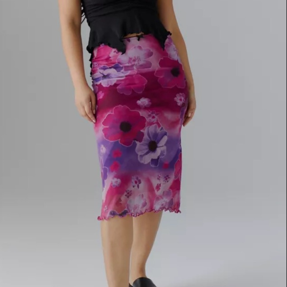 Urban Outfitters Floral Slip Midi Skirt